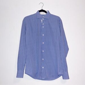 Pal Zileri Blue Small Check Gingham Shirt